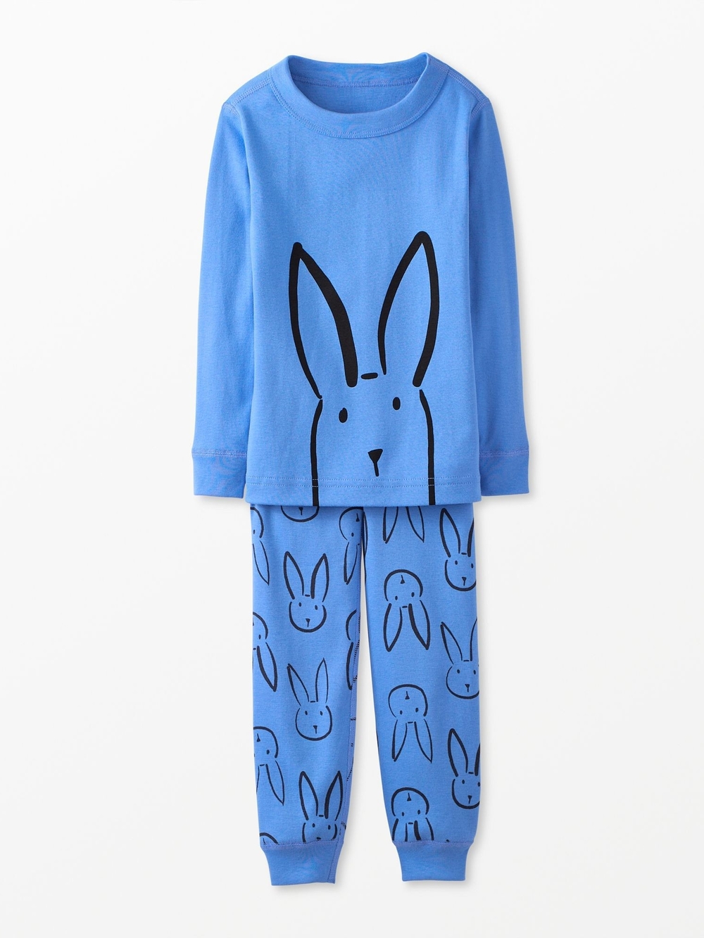 Hanna Andersson Kids Blue Bunny Print Pajama Set